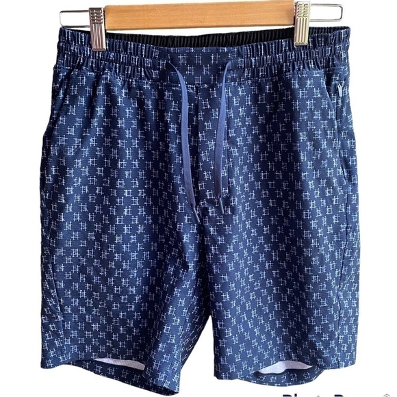 Lululemon Bowline Short *8" IKat Check White True Navy - Picture 1 of 6